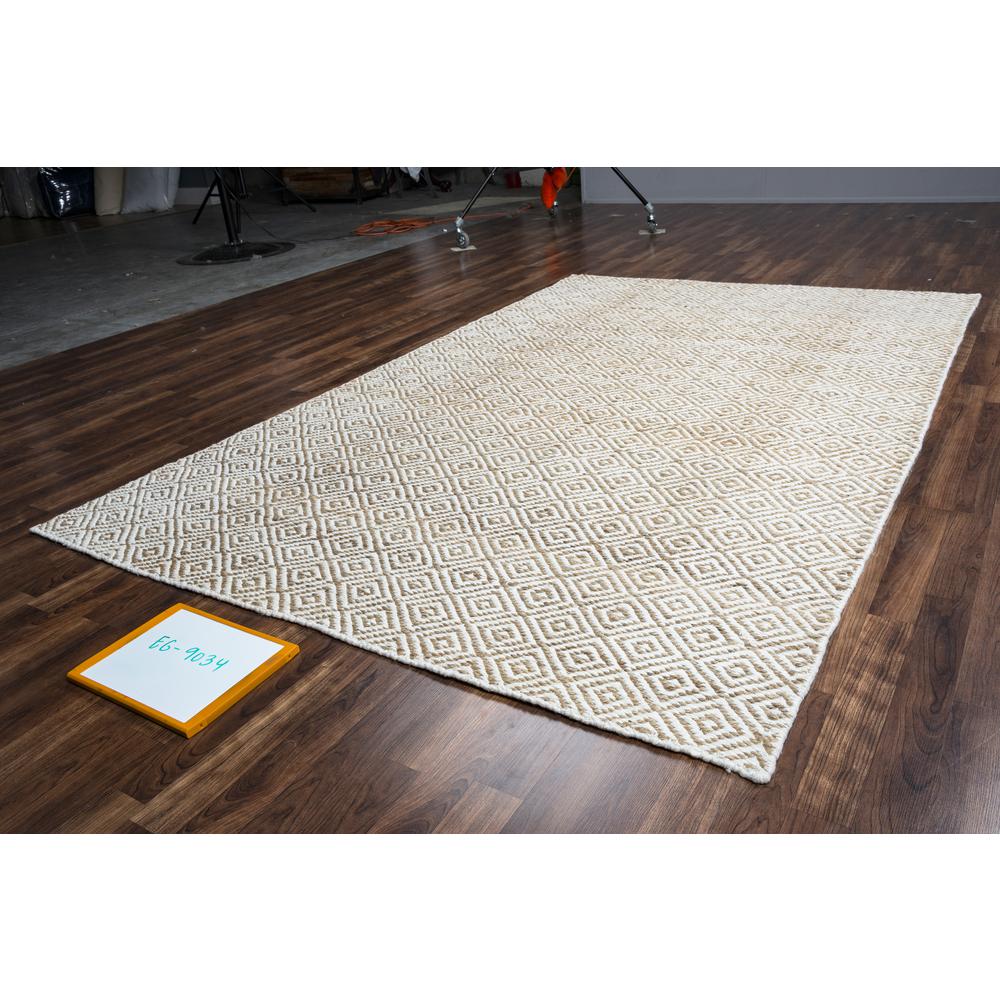 Hand Woven Flat Weave Pile Jute/ Wool Rug, 5' x 8'. Picture 1