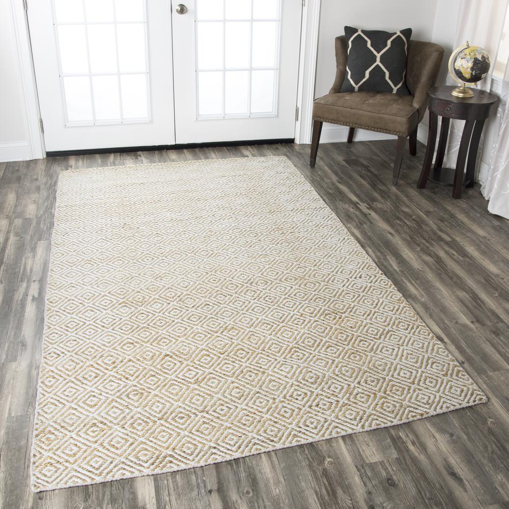 Hand Woven Flat Weave Pile Jute/ Wool Rug, 5' x 8'. Picture 6
