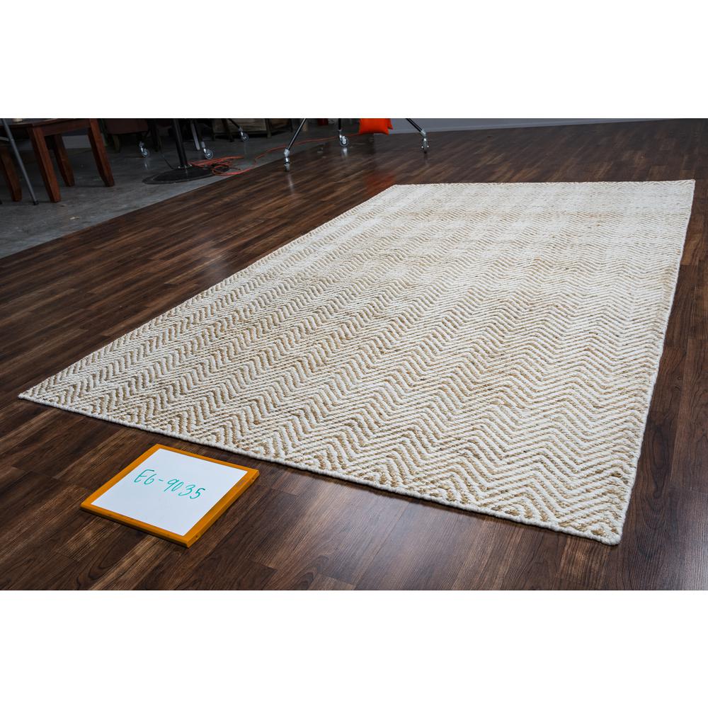 Hand Woven Flat Weave Pile Jute/ Wool Rug, 5' x 8'. Picture 1