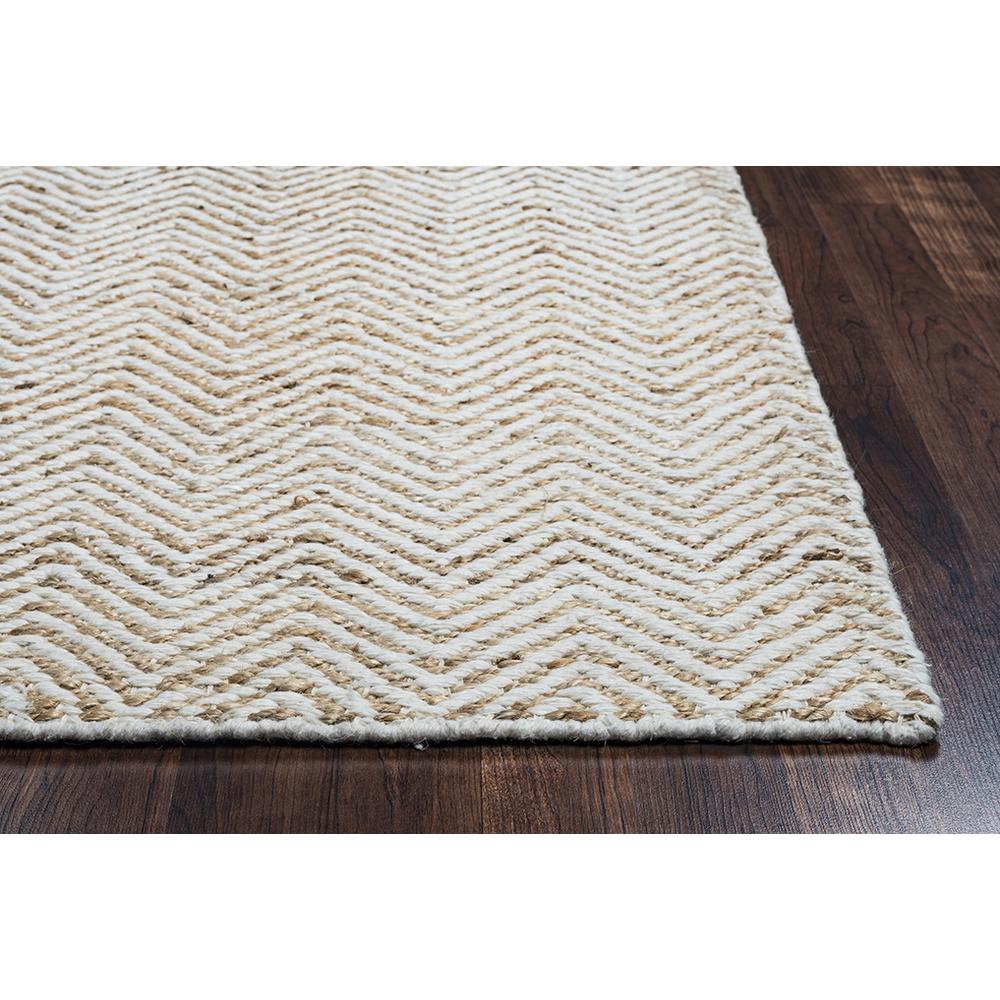 Hand Woven Flat Weave Pile Jute/ Wool Rug, 5' x 8'. Picture 11