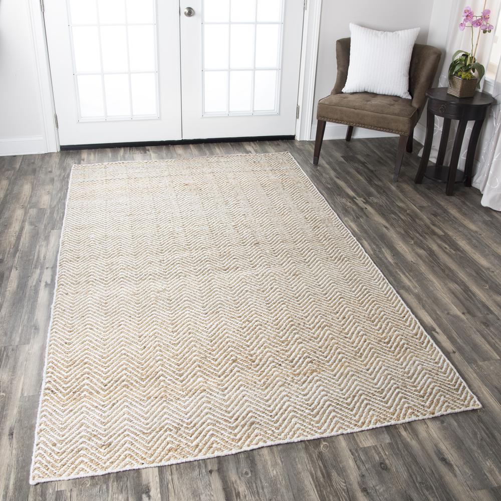 Hand Woven Flat Weave Pile Jute/ Wool Rug, 5' x 8'. Picture 7