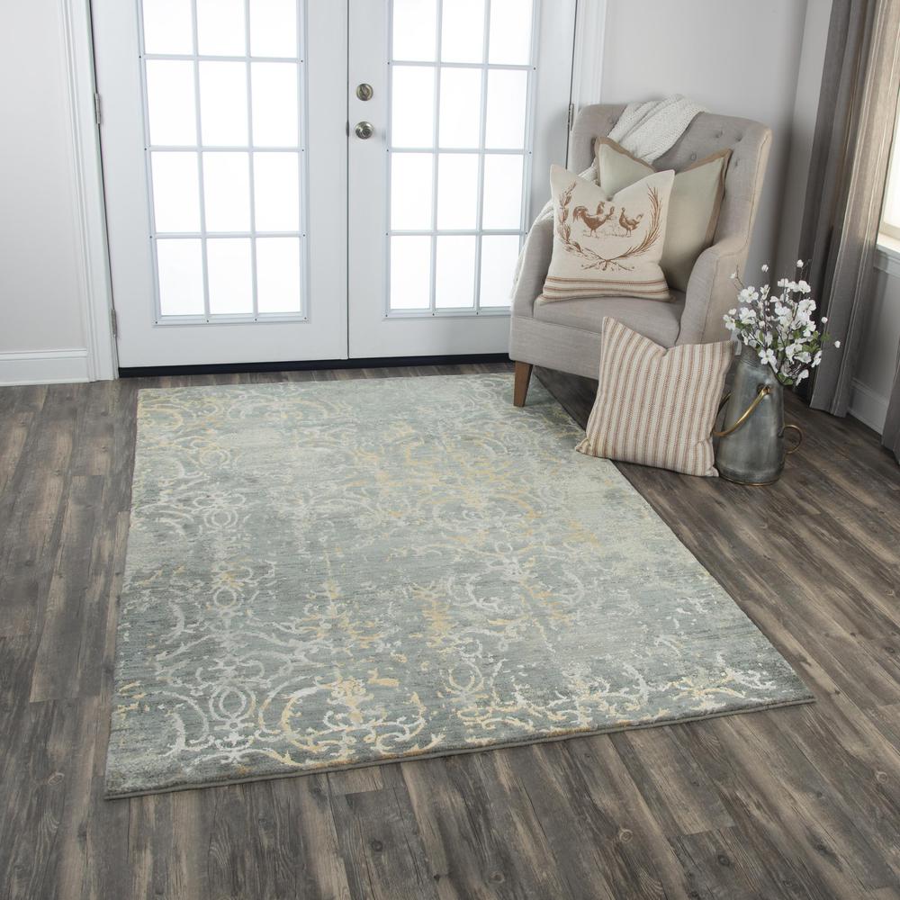 Hybrid Cut Pile Wool/ Tencel Rug, 2'6" x 8'. Picture 2