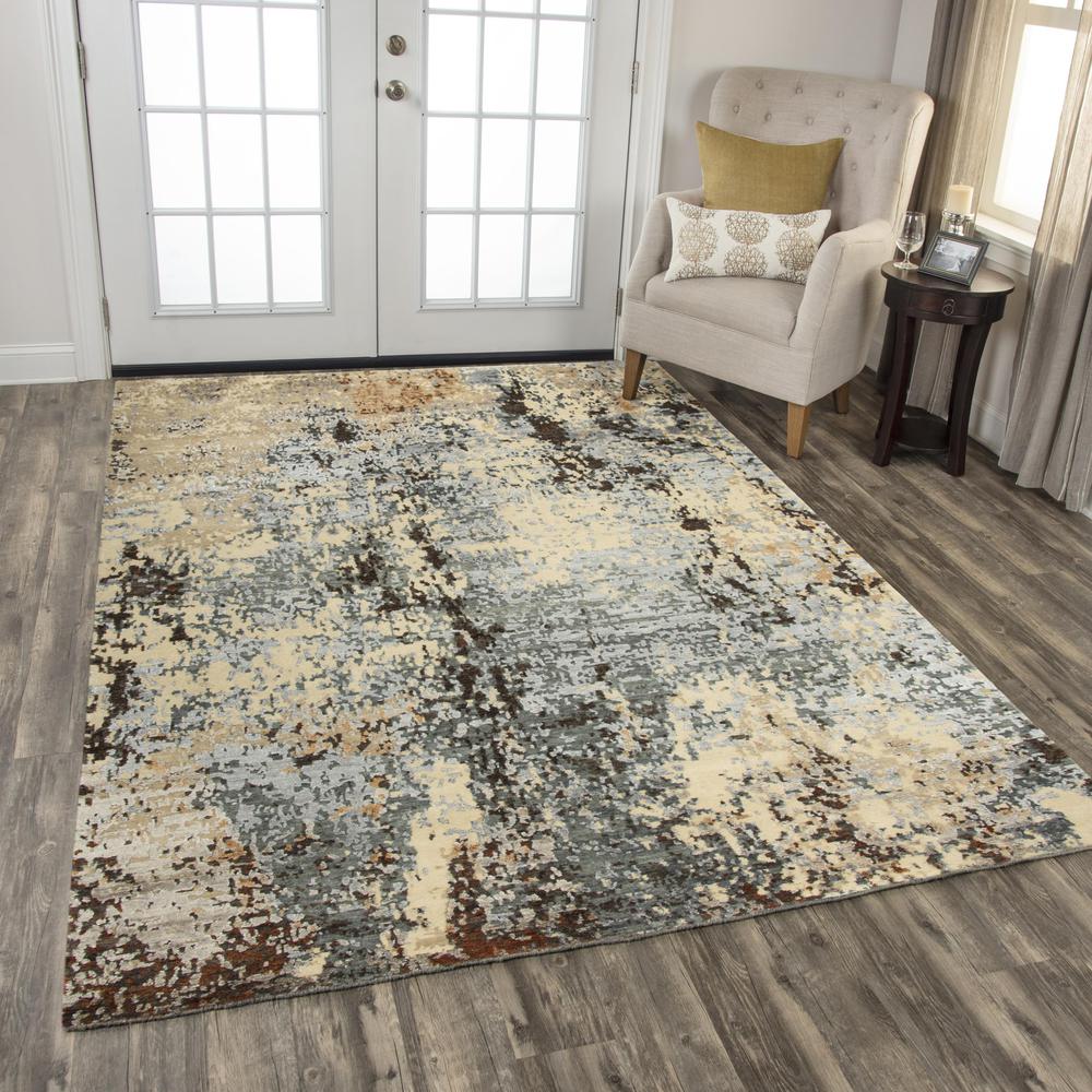 Hand Knotted Cut Pile Wool/ Viscose Rug, 8' x 10'. Picture 2