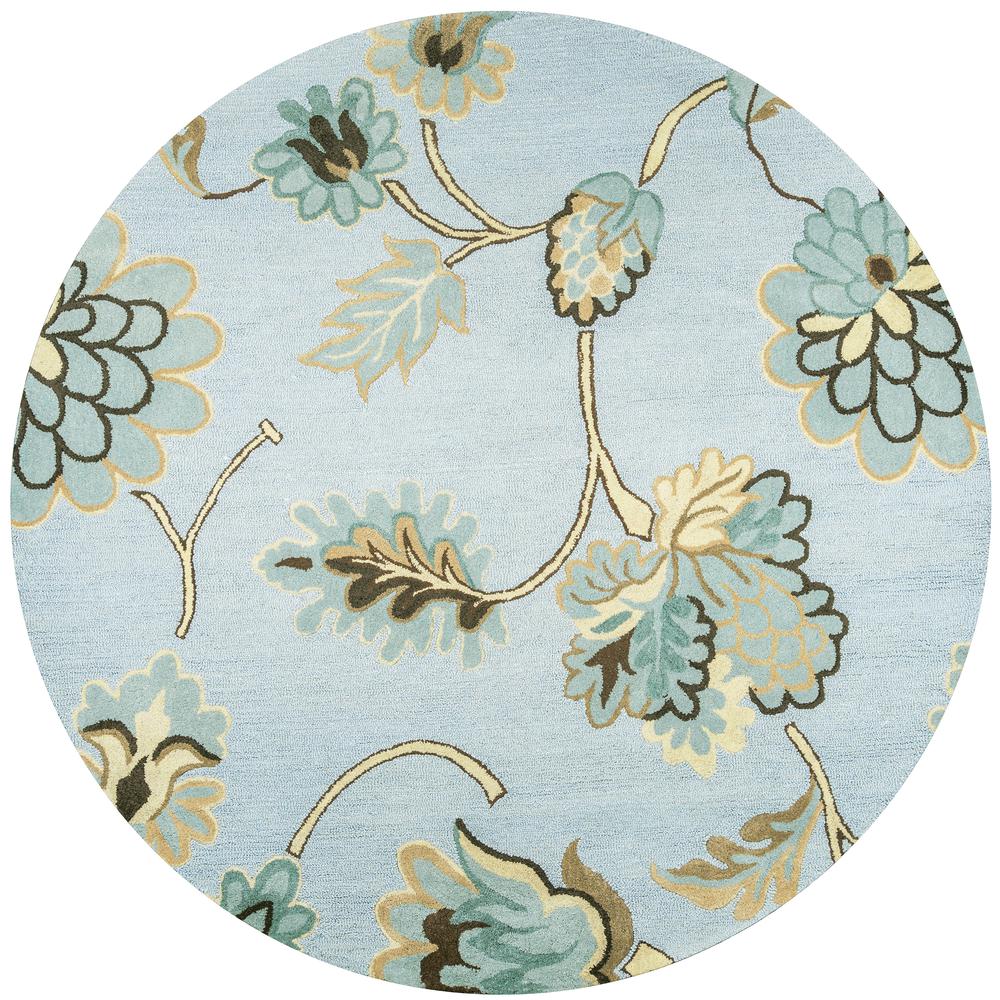 Charming Blue 8' Round Hand-Tufted Rug- CM1002. Picture 7
