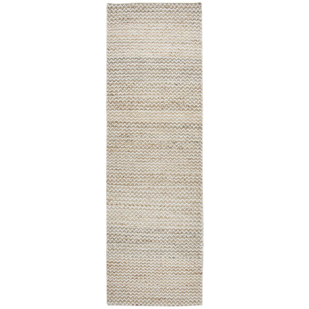 Hand Woven Flat Weave Pile Jute/ Wool Rug, 2'6" x 8'. Picture 8