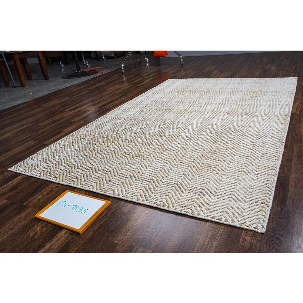 Hand Woven Flat Weave Pile Jute/ Wool Rug, 2'6" x 8'. Picture 9