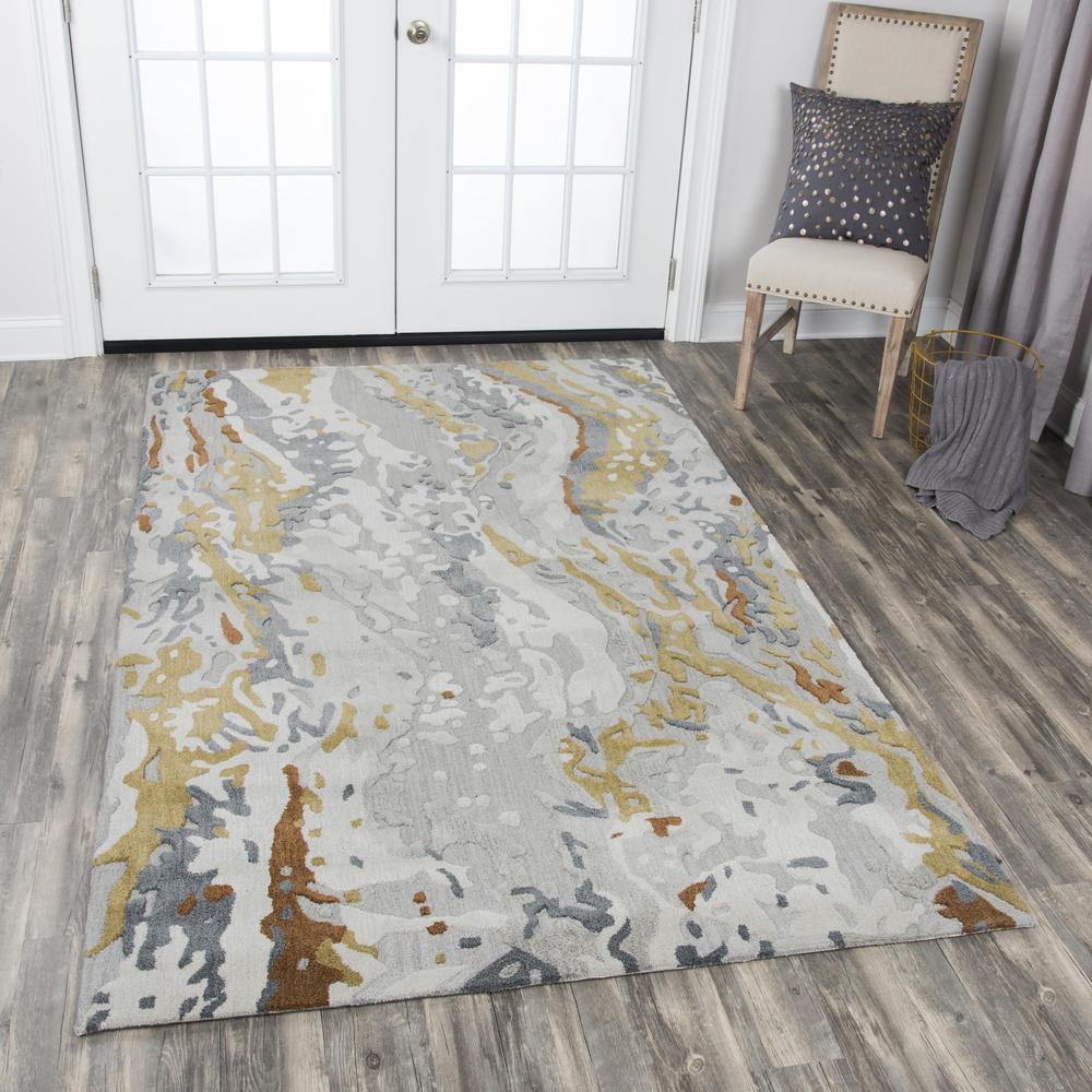 Hand Tufted Cut & Loop Pile Wool/ Viscose Rug, 5' x 8'. Picture 2
