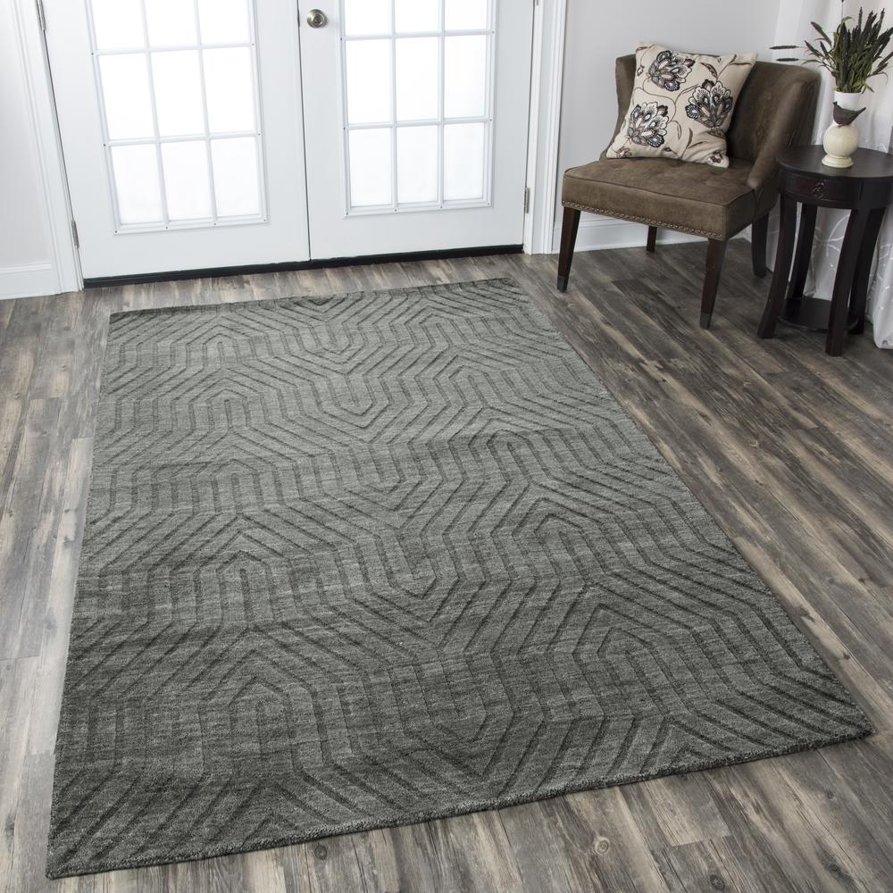 Technique Gray 8' Round Hand Loomed Rug- TC8574. Picture 5