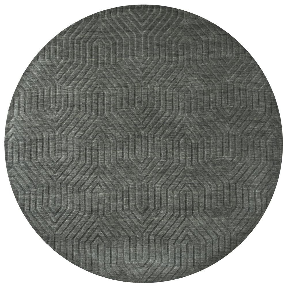 Technique Gray 8' Round Hand Loomed Rug- TC8574. Picture 6