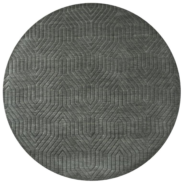 Technique Gray 8' Round Hand Loomed Rug- TC8574. Picture 13