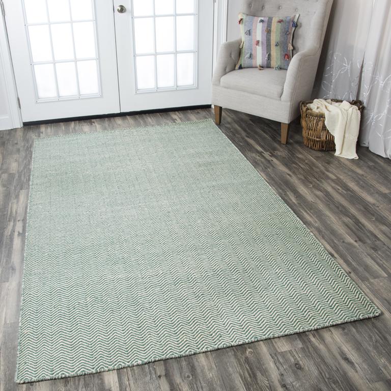 Twist Green 5' x 8' Hand Woven Rug- TW2927. Picture 2