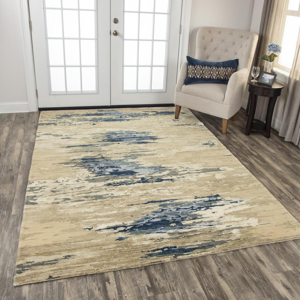 Hand Knotted Cut Pile Wool/ Viscose Rug, 9' x 12'. Picture 2