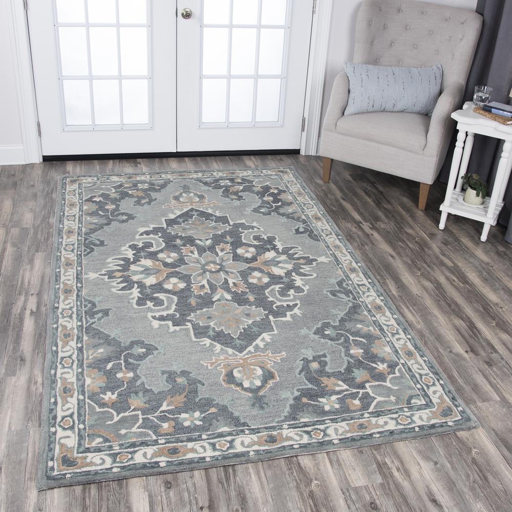 Cascade Gray 5' x 8' Hand-Tufted Rug- CD1014. Picture 7