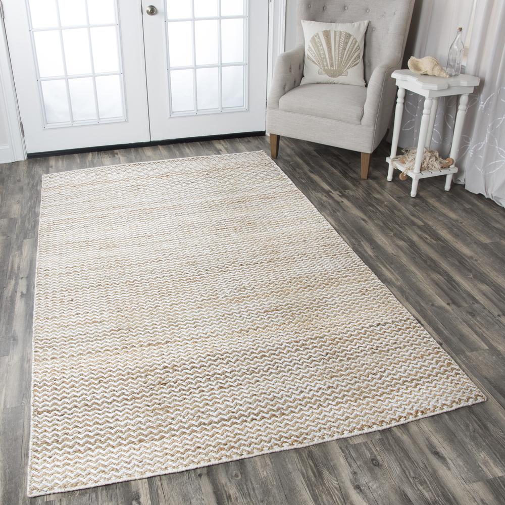 Hand Woven Flat Weave Pile Jute/ Wool Rug, 3' x 5'. Picture 7