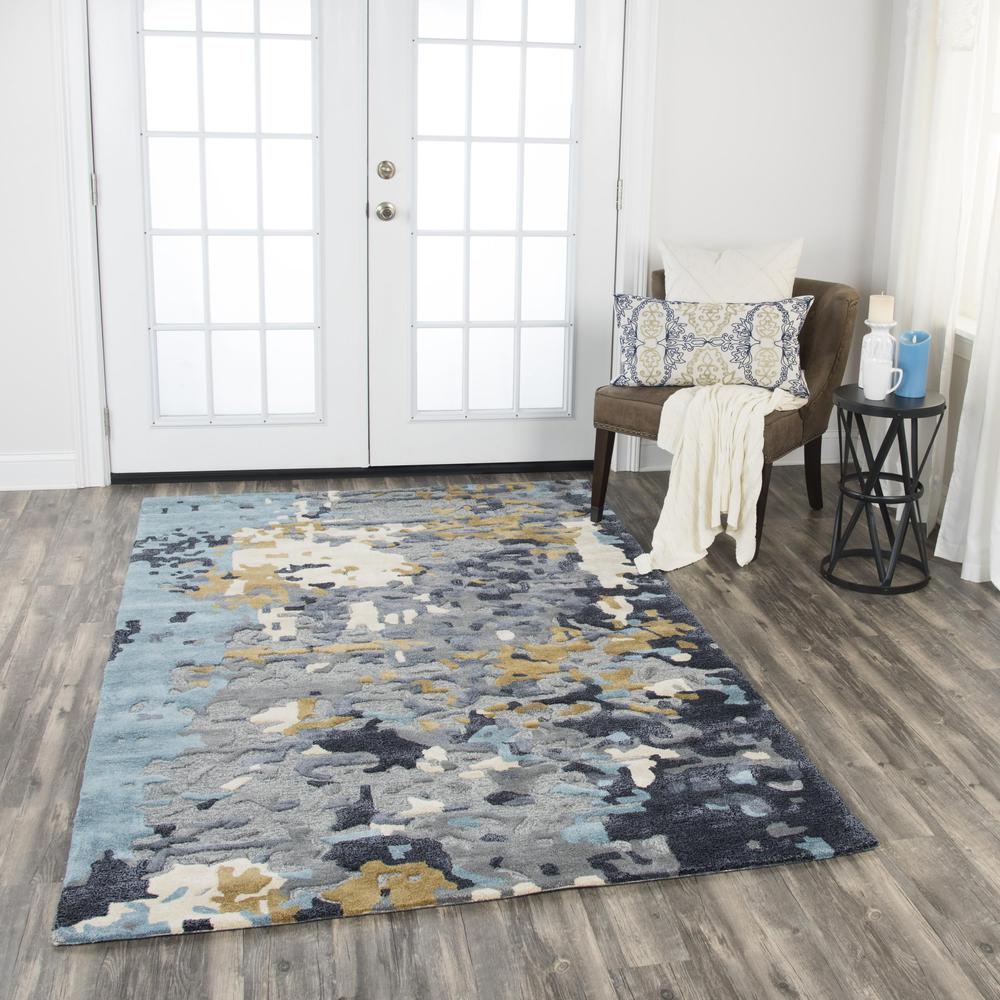 Hand Tufted Cut & Loop Pile Wool/ Viscose Rug, 8' x 10'. Picture 2