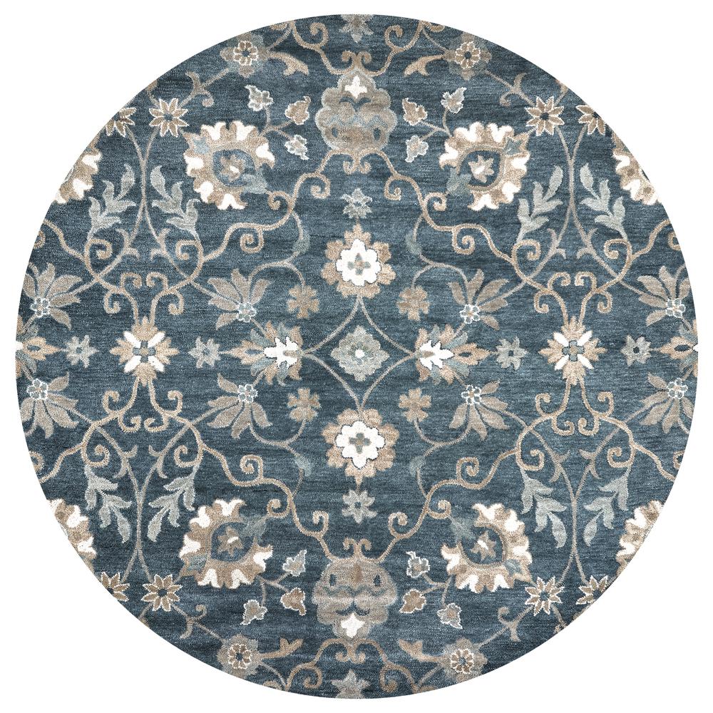 Napoli Blue 8' Round Hand-Tufted Rug- NP1003. Picture 6