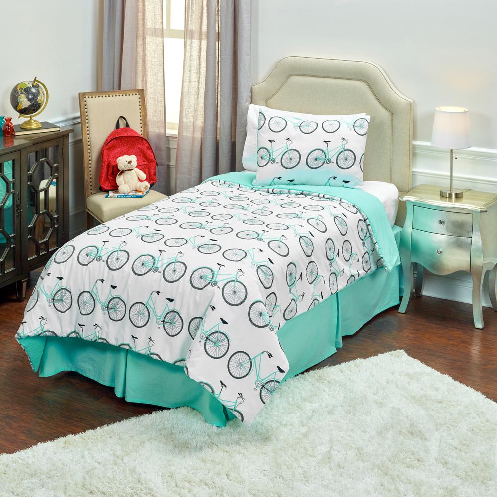 Blue/White/Green Rizzy Home BT1980 Comforter 68X86