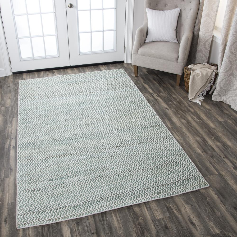Hand Woven Flat Weave Pile Jute/ Wool Rug, 8' x 10'. Picture 7