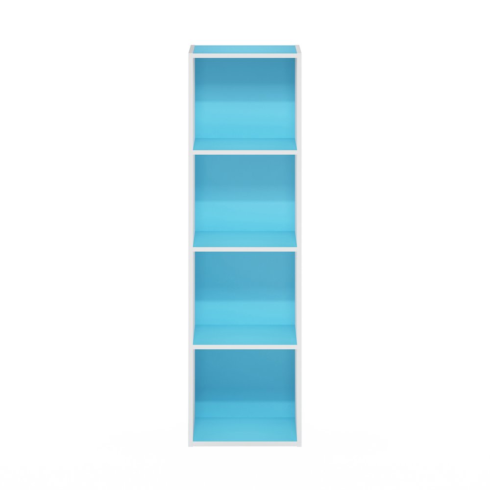 Furinno Pasir 4-Tier Open Shelf Bookcase, Light Blue/White. Picture 2