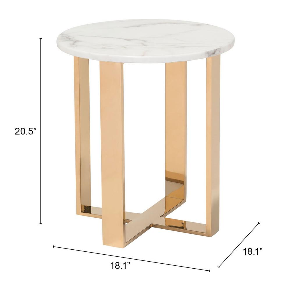Atlas End Table White & Gold. Picture 8