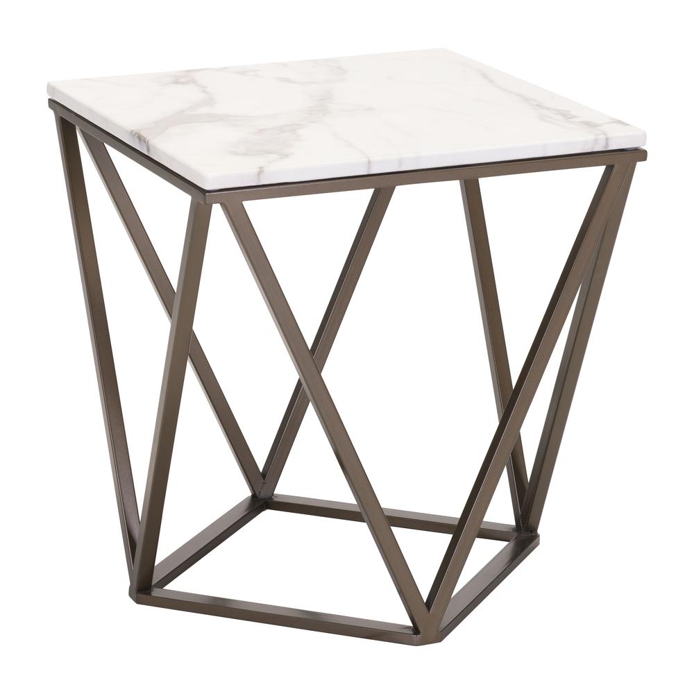 Tintern End Table White & Antique Bronze. Picture 4