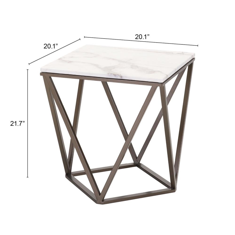Tintern End Table White & Antique Bronze. Picture 8