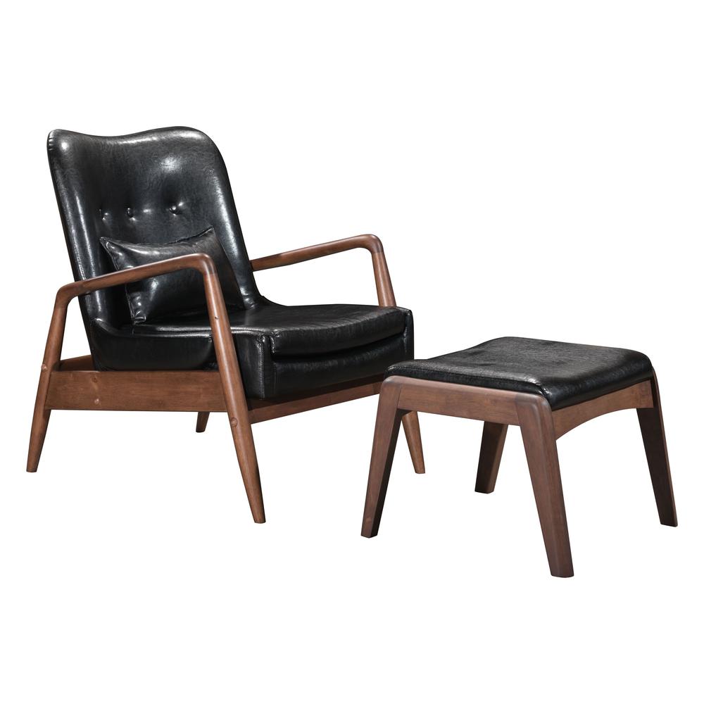 Lounge Chair & Ottoman Set, Black. Picture 1