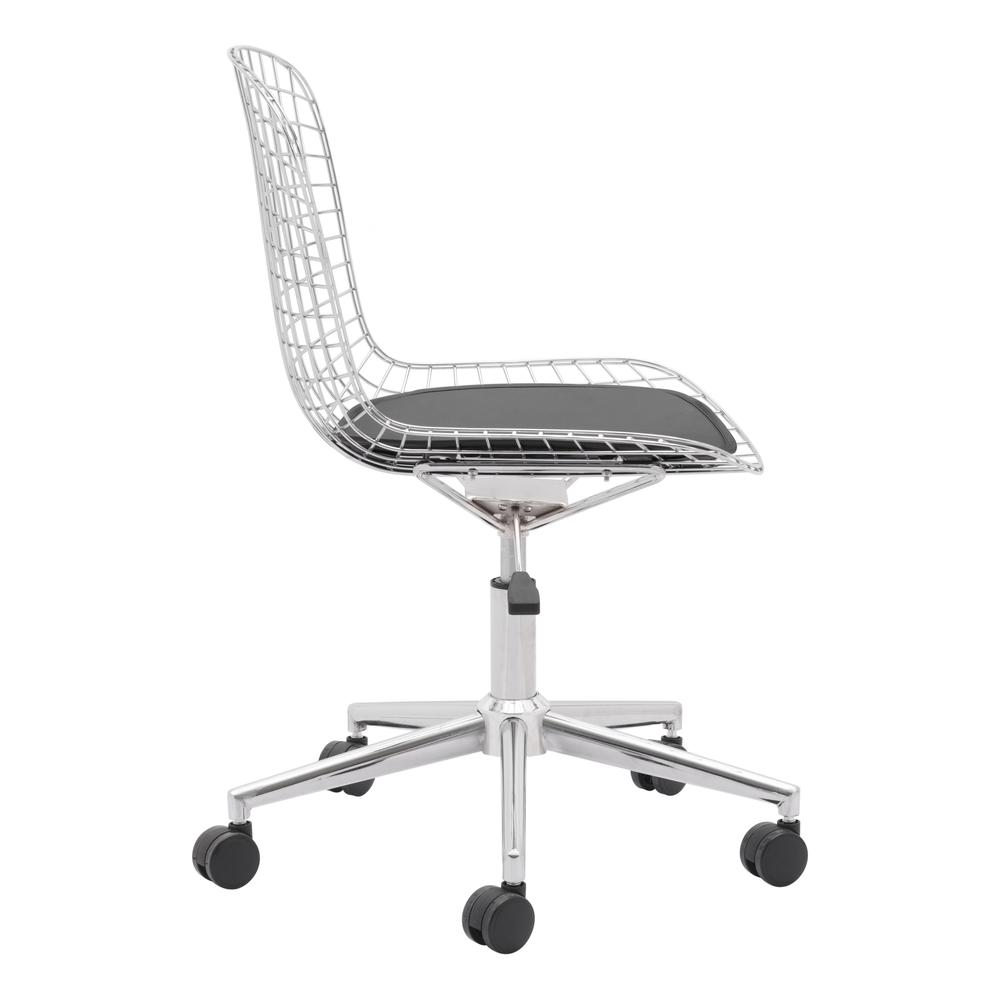 Wire Office Chair Chrome w/ White Cushion. Picture 2