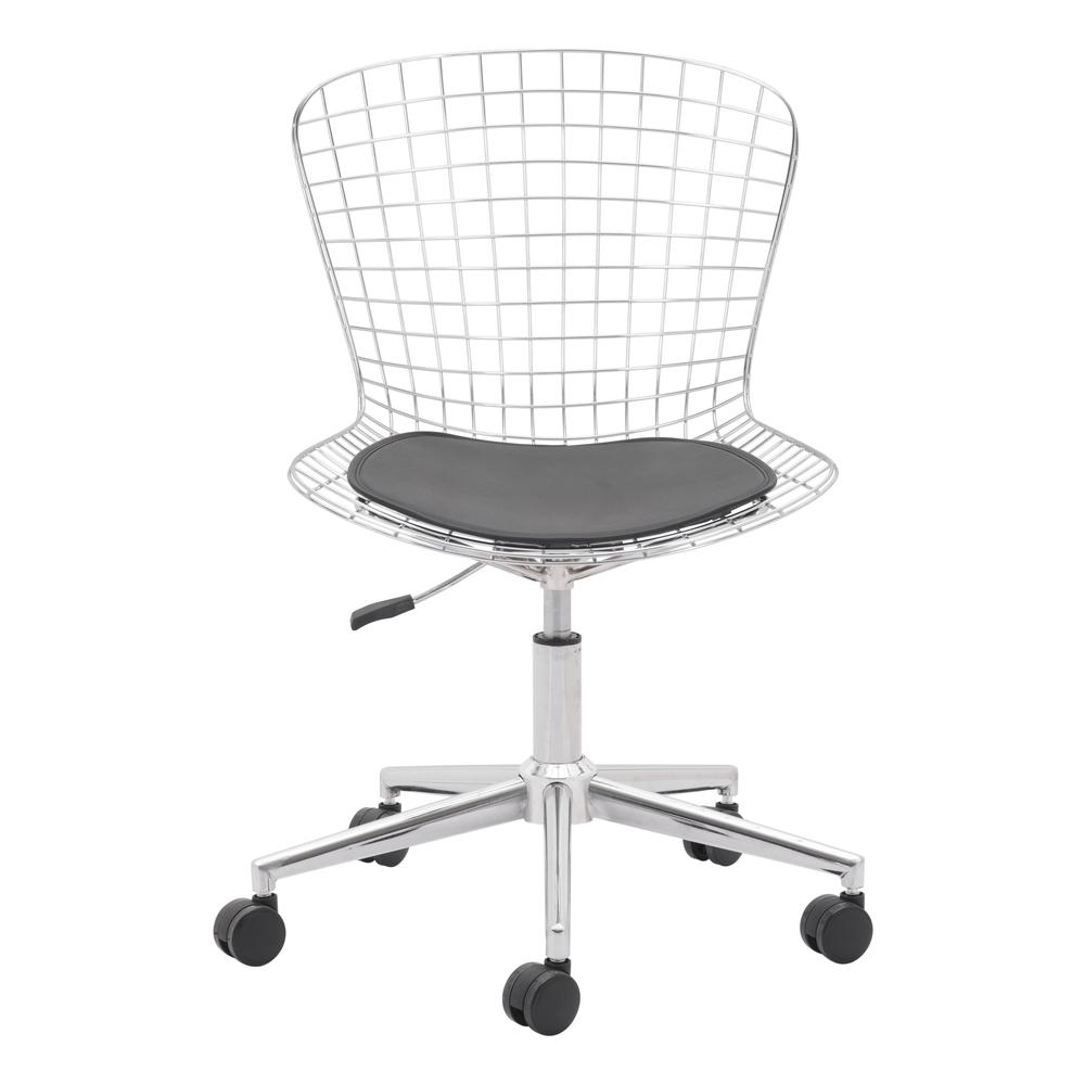 Wire Office Chair Chrome w/ White Cushion. Picture 3