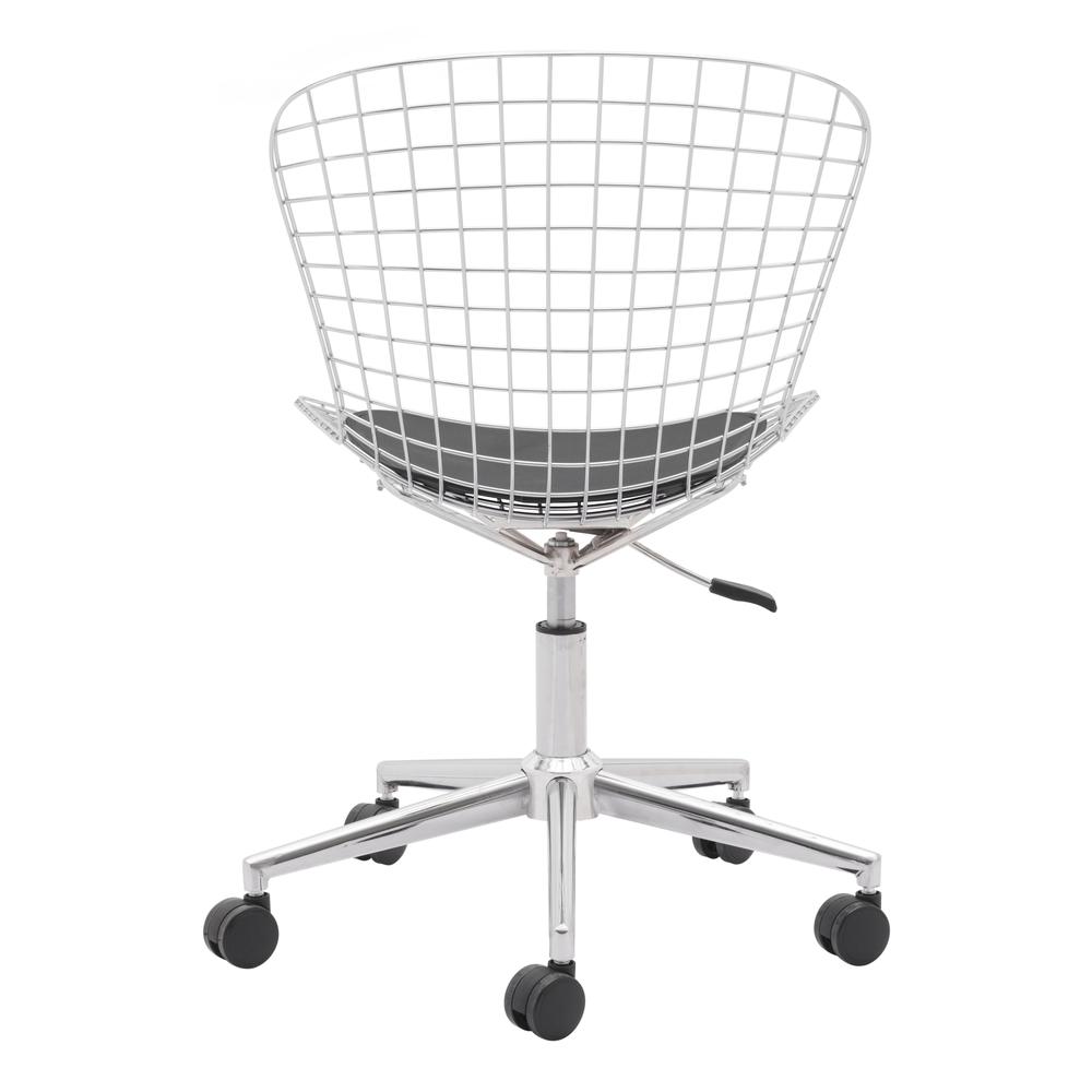 Wire Office Chair Chrome w/ White Cushion. Picture 4