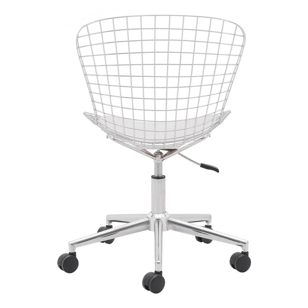 Wire Office Chair Chrome w/ White Cushion. Picture 7
