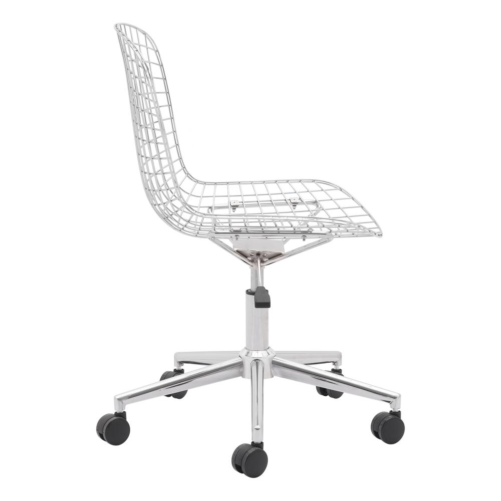 Wire Office Chair Chrome w/ White Cushion. Picture 9