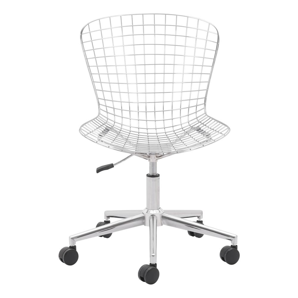 Wire Office Chair Chrome w/ White Cushion. Picture 10