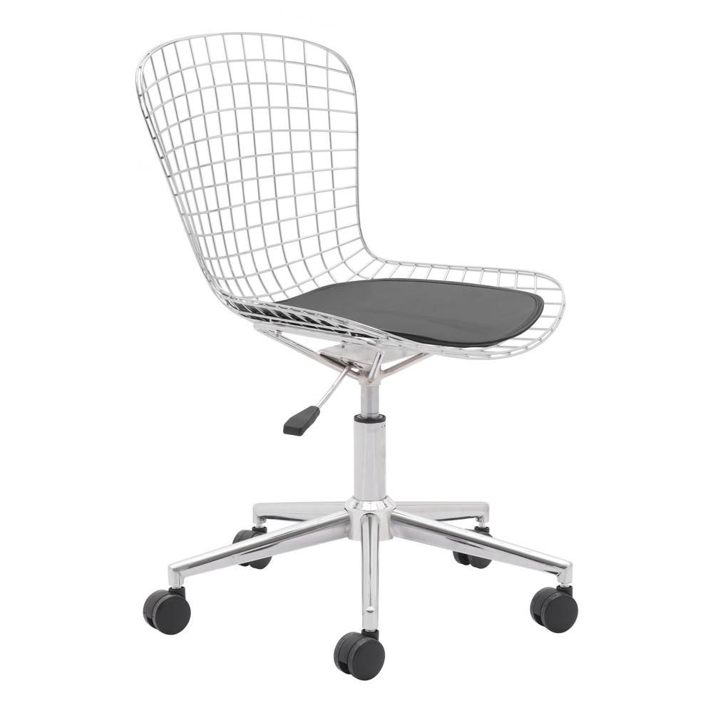 Wire Office Chair Chrome w/ White Cushion. Picture 12