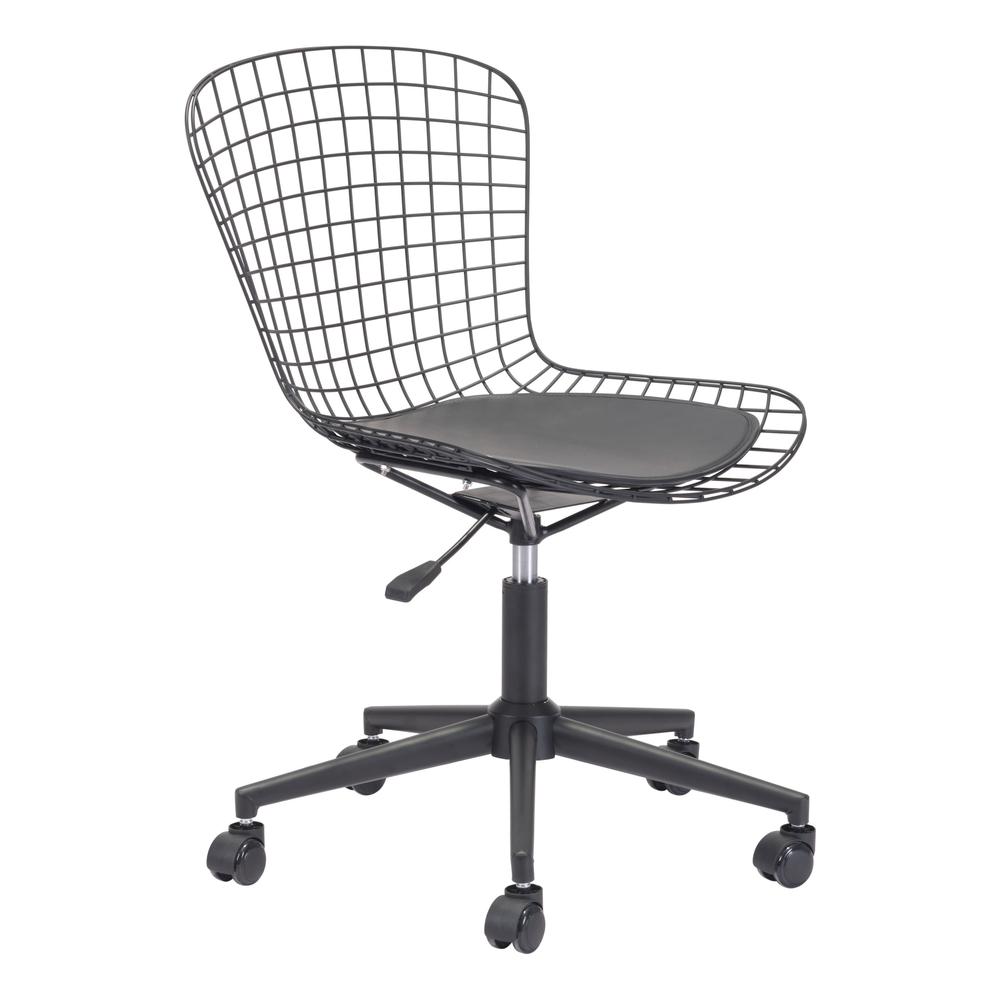 Wire Office Chair Black w/ Black Cushion. The main picture.