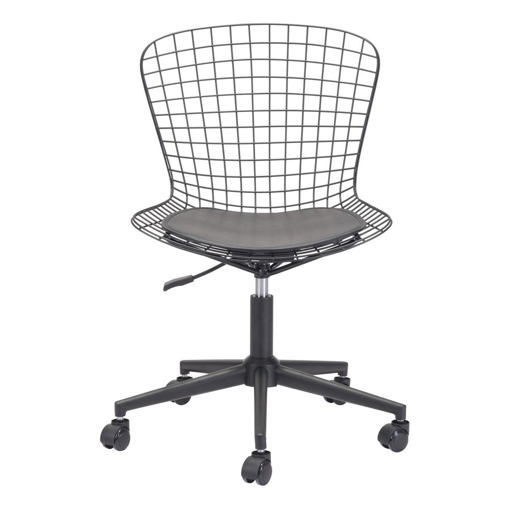 Wire Office Chair Black w/ Black Cushion. Picture 3