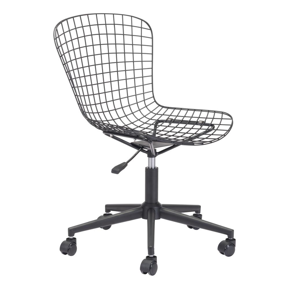 Wire Office Chair Black w/ Black Cushion. Picture 5