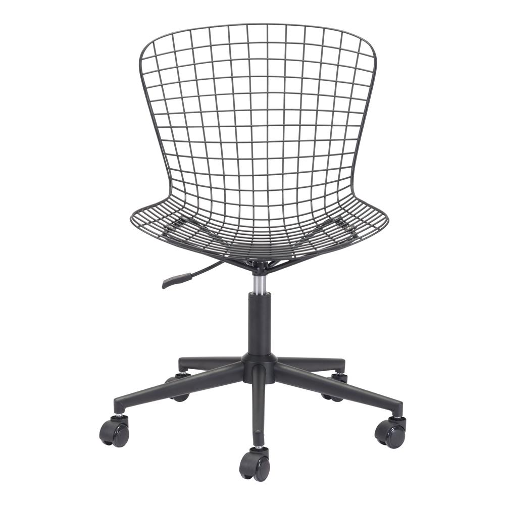Wire Office Chair Black w/ Black Cushion. Picture 7