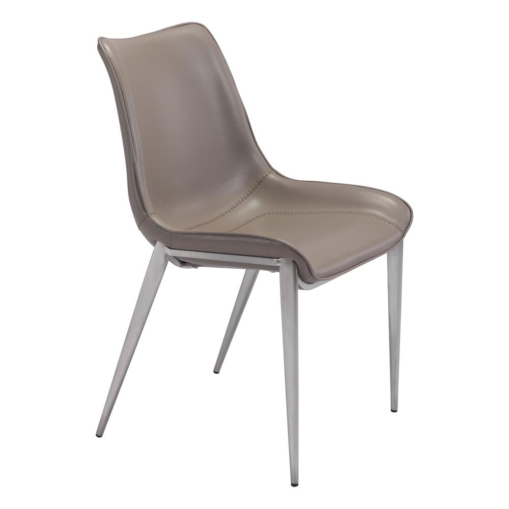 Magnus Dining Chair Gray & Brushed Stainless Steel. The main picture.