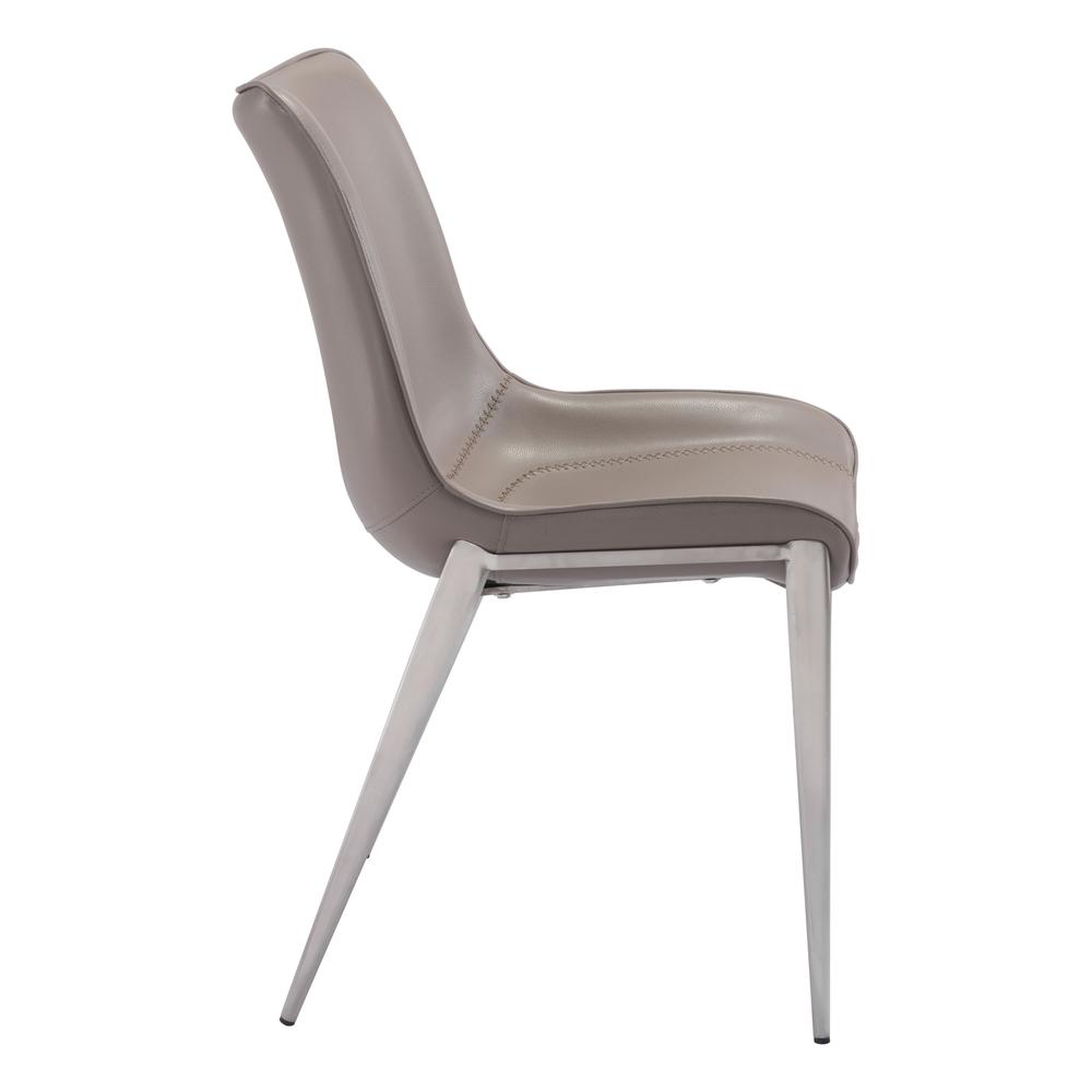 Magnus Dining Chair Gray & Brushed Stainless Steel. Picture 2