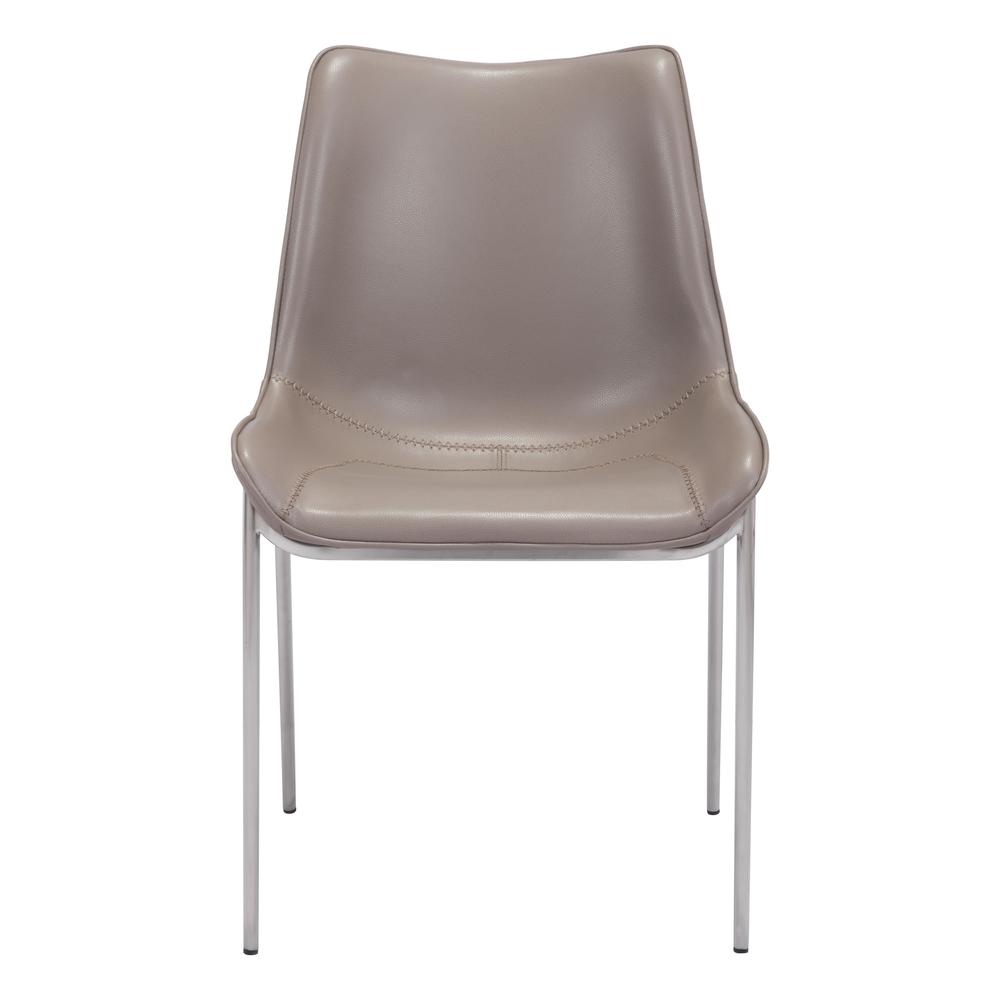 Magnus Dining Chair Gray & Brushed Stainless Steel. Picture 3