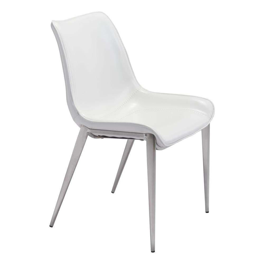 Magnus Dining Chair (Set of 2), White & Brushed Stainless Steel, Belen Kox. Picture 1