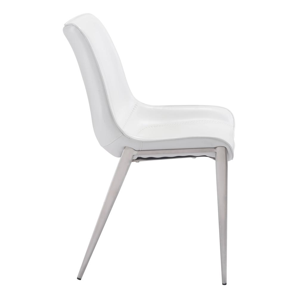 Magnus Dining Chair (Set of 2), White & Brushed Stainless Steel, Belen Kox. Picture 2