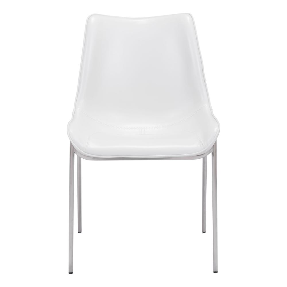 Magnus Dining Chair (Set of 2), White & Brushed Stainless Steel, Belen Kox. Picture 3