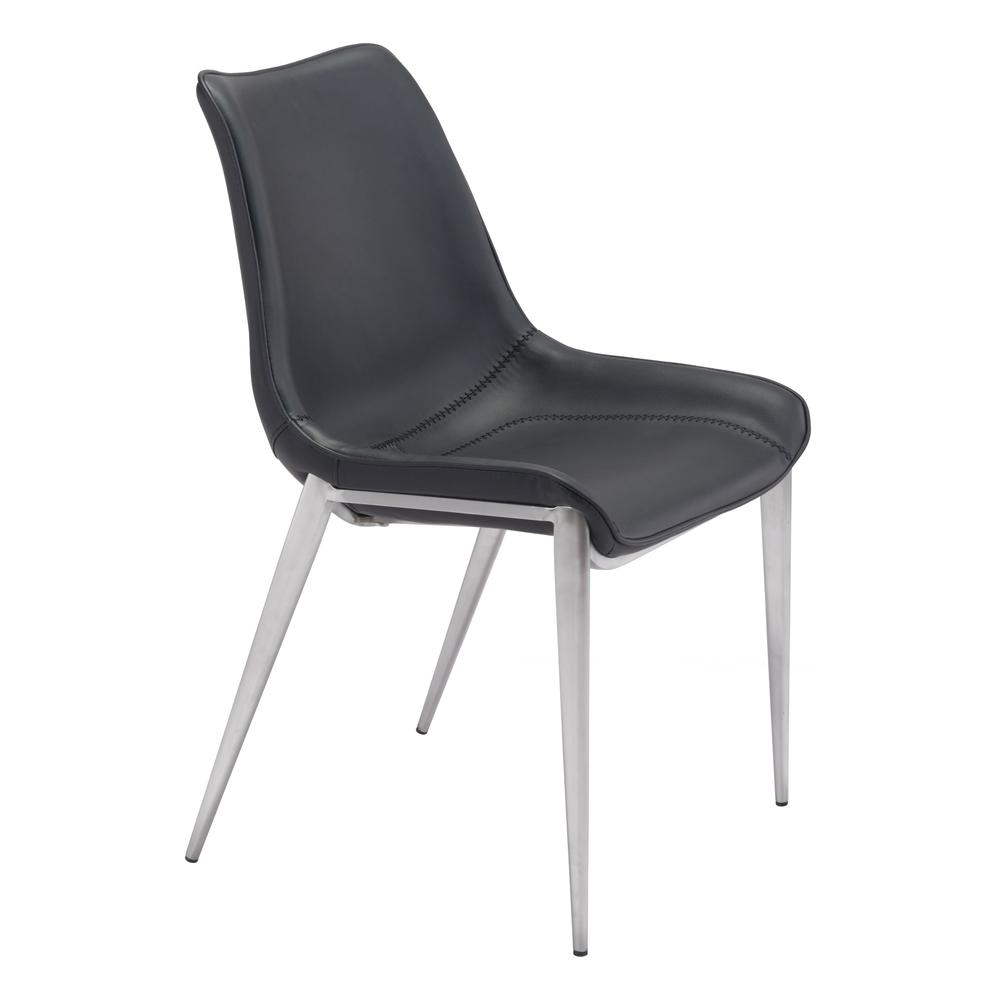Magnus Dining Chair (Set of 2), Black & Brushed Stainless Steel, Belen Kox. Picture 1