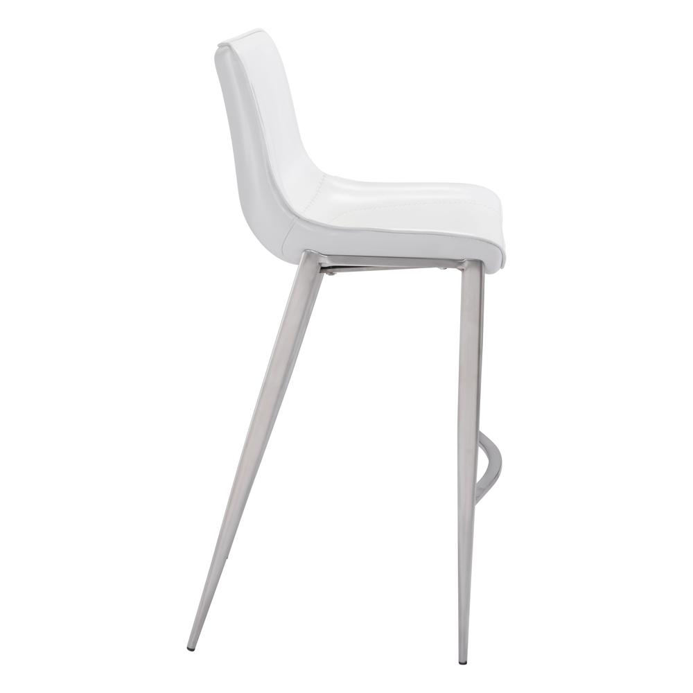 Magnus Bar Chair (Set of 2), White &  Brushed Stainless Steel, Belen Kox. Picture 2