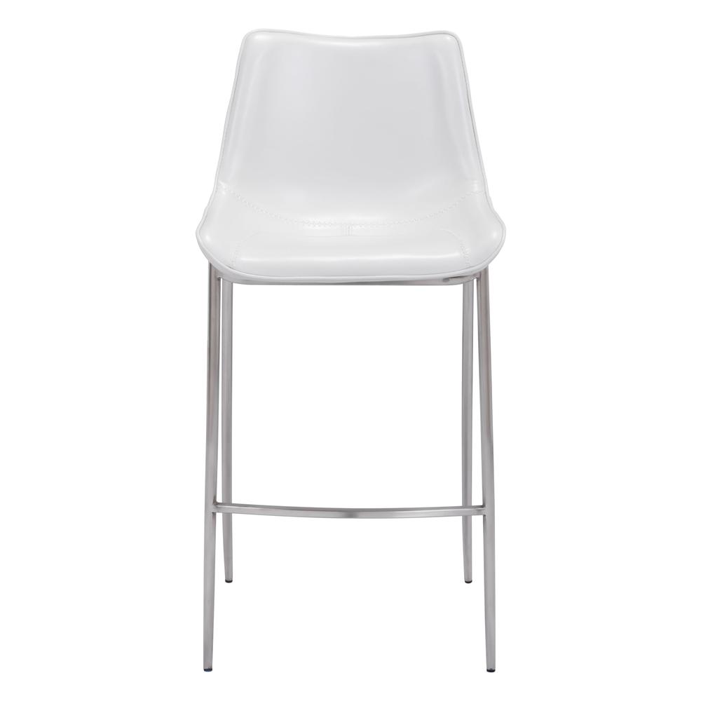 Magnus Bar Chair (Set of 2), White &  Brushed Stainless Steel, Belen Kox. Picture 3