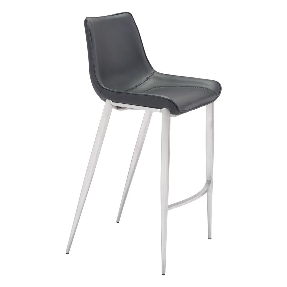 Magnus Bar Chair (Set of 2), Black &  Brushed Stainless Steel, Belen Kox. Picture 1