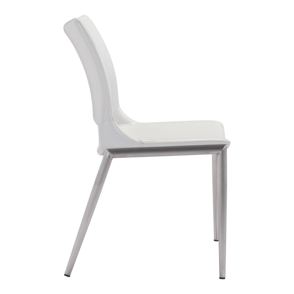 Ace Dining Chair (Set of 2), White & Brushed Stainless Steel, Belen Kox. Picture 2