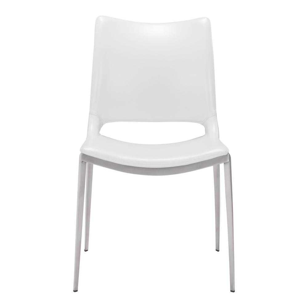 Ace Dining Chair (Set of 2), White & Brushed Stainless Steel, Belen Kox. Picture 3